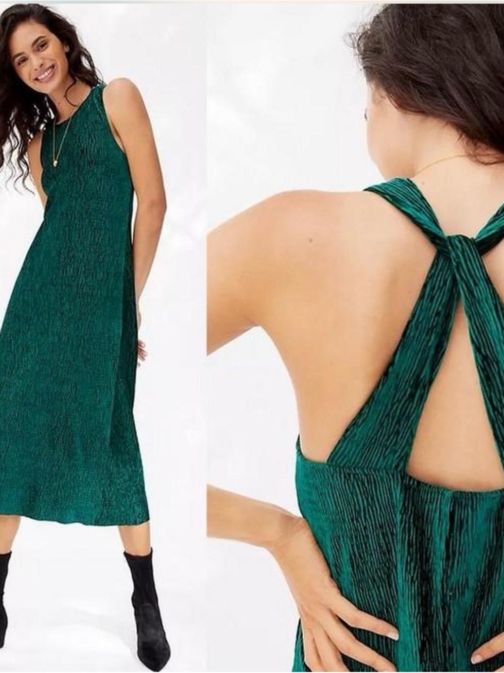 ⚡️Anthropologie Maeve Teal Green Twist-Back Midi Dress